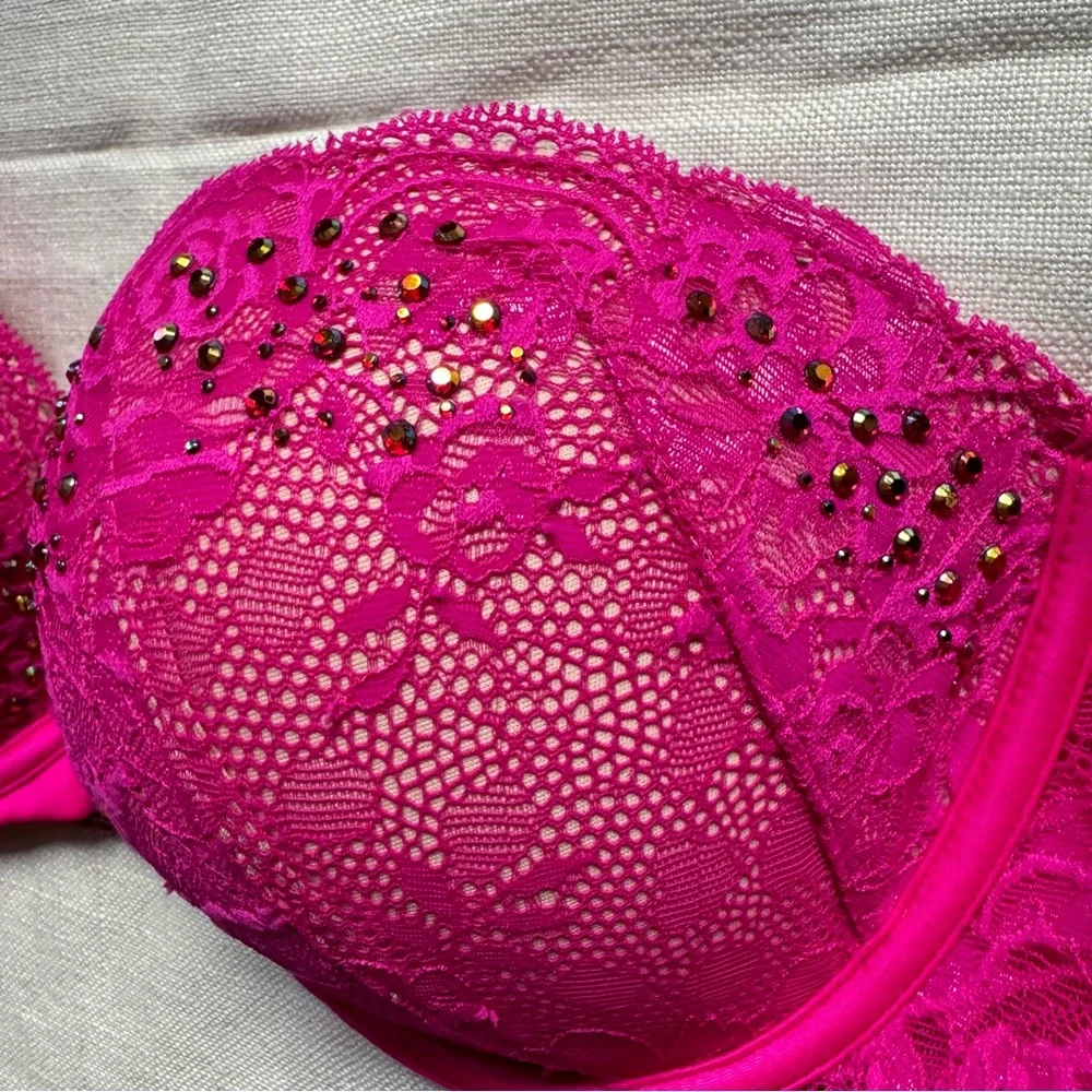 Victoria's Secret Hot Pink Push-up Strapless Bra 36 C 💖 - Picture 2 of 9
